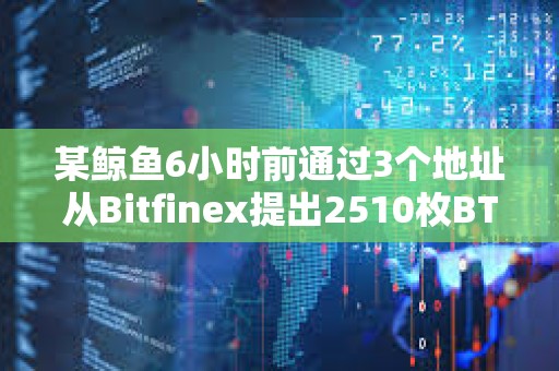 某鯨魚6小時前通過3個地址從Bitfinex提出2510枚BTC
