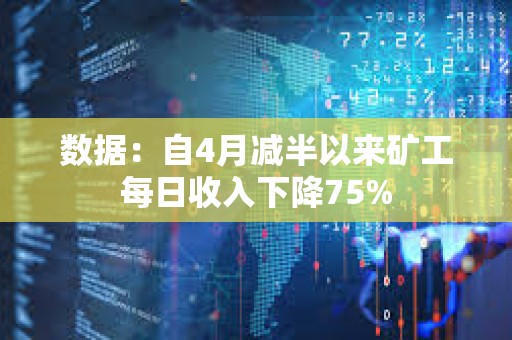 數據：自4月減半以來礦工每日收入下降75%