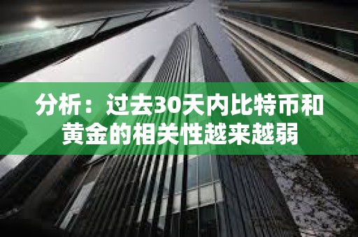 分析：過去30天內(nèi)比特幣和黃金的相關(guān)性越來越弱