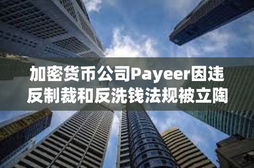 加密貨幣公司Payeer因違反制裁和反洗錢法規被立陶宛罰款1010萬美元