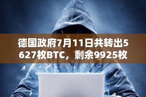 德國政府7月11日共轉(zhuǎn)出5627枚BTC，剩余9925枚