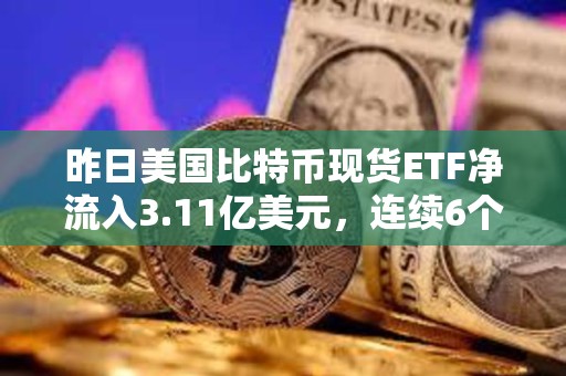昨日美國比特幣現貨ETF凈流入3.11億美元，連續6個交易日凈流入