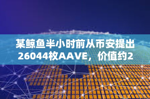 某鯨魚半小時前從幣安提出26044枚AAVE，價值約277萬美元