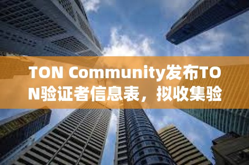 TON Community發布TON驗證者信息表，擬收集驗證者設置數據