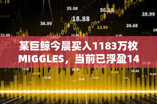某巨鯨今晨買入1183萬枚MIGGLES，當前已浮盈14.2萬美元