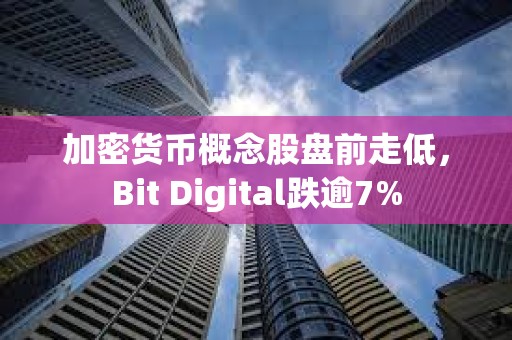 加密貨幣概念股盤前走低，Bit Digital跌逾7%