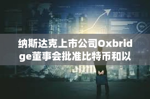 納斯達(dá)克上市公司Oxbridge董事會(huì)批準(zhǔn)比特幣和以太坊納入戰(zhàn)略儲(chǔ)備