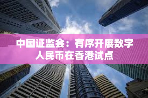 中國證監會：有序開展數字人民幣在香港試點