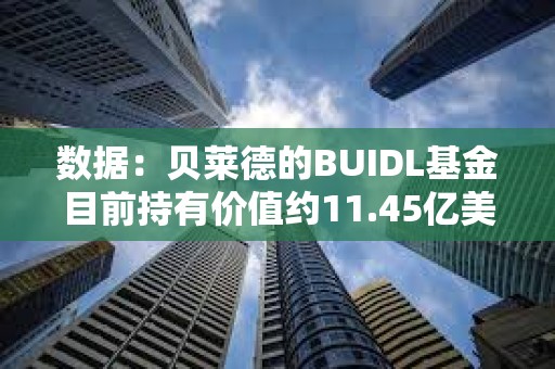 數據：貝萊德的BUIDL基金目前持有價值約11.45億美元的ETH