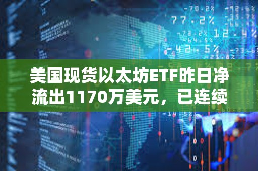 美國現(xiàn)貨以太坊ETF昨日凈流出1170萬美元，已連續(xù)11天出現(xiàn)凈流出