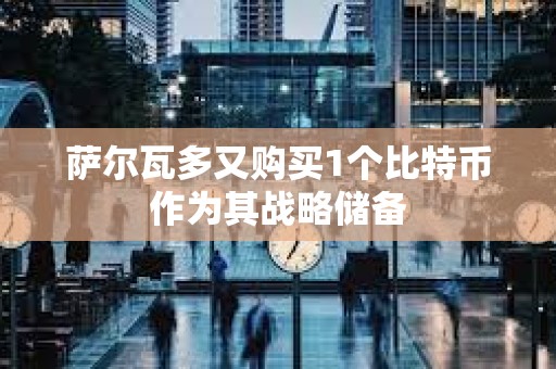 薩爾瓦多又購買1個比特幣作為其戰略儲備