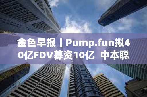 金色早報丨Pump.fun擬40億FDV募資10億  中本聰凈資產超越比爾·蓋茨