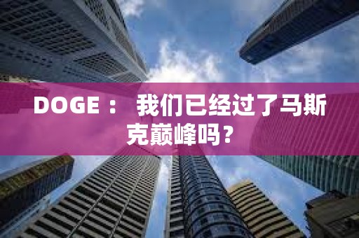 DOGE ： 我們已經過了馬斯克巔峰嗎？