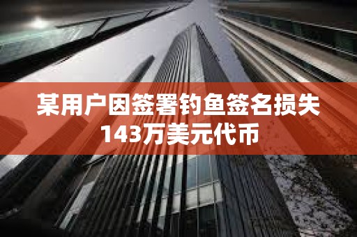 某用戶因簽署釣魚簽名損失143萬美元代幣