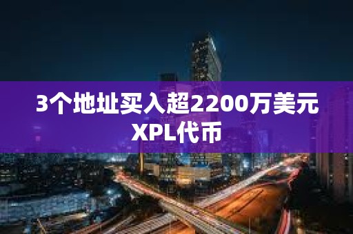 3個地址買入超2200萬美元XPL代幣
