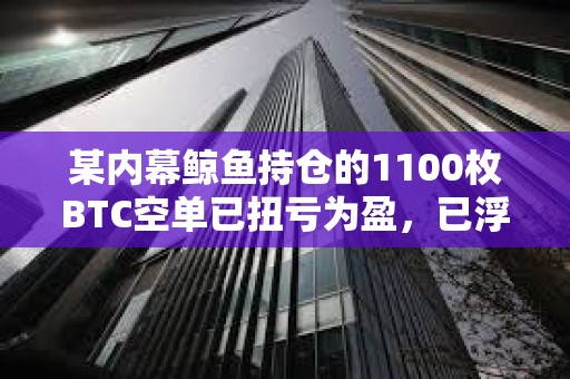 某內幕鯨魚持倉的1100枚BTC空單已扭虧為盈，已浮盈34.5萬美元