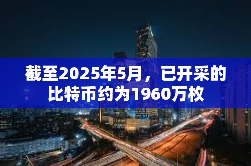 截至2025年5月，已開采的比特幣約為1960萬枚