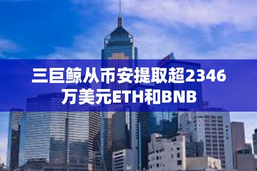 三巨鯨從幣安提取超2346萬美元ETH和BNB