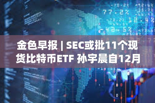 金色早報 | SEC或批11個現貨比特幣ETF 孫宇晨自12月26日從幣安提出17,433枚ETH