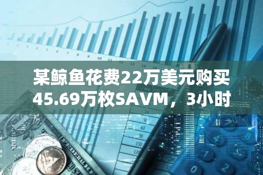 某鯨魚花費22萬美元購買45.69萬枚SAVM，3小時內獲利100萬美元