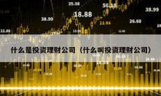 什么是投資理財公司（什么叫投資理財公司）