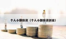 個人小額投資（個人小額投資創業）