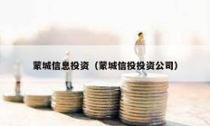 蒙城信息投資（蒙城信投投資公司）