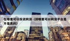 在哪里可以投資網(wǎng)貸（到哪里可以網(wǎng)貸平臺(tái)是不是真的）
