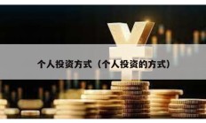個人投資方式（個人投資的方式）