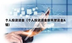 個(gè)人投資資金（個(gè)人投資資金即天使資金A 錯(cuò)）