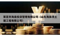 萊蕪市海泉投資管理有限公司（山東海泉灣土建工程有限公司）