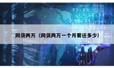 網(wǎng)貸兩萬（網(wǎng)貸兩萬一個月要還多少）