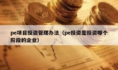 pe項目投資管理辦法（pe投資是投資哪個階段的企業）