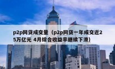 p2p網貸成交量（p2p網貸一年成交近25萬億元 4月綜合收益率繼續下滑）