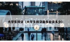大學生網貸（大學生網貸最多能貸多少）