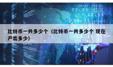 比特幣一共多少個(gè)（比特幣一共多少個(gè) 現(xiàn)在產(chǎn)出多少）