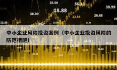 中小企業(yè)風(fēng)險投資案例（中小企業(yè)投資風(fēng)險的防范措施）