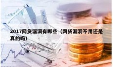2017網貸漏洞有哪些（網貸漏洞不用還是真的嗎）