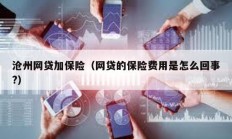 滄州網貸加保險（網貸的保險費用是怎么回事?）