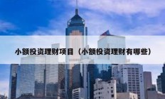 小額投資理財項目（小額投資理財有哪些）