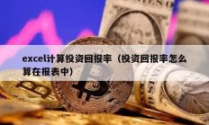 excel計算投資回報率（投資回報率怎么算在報表中）