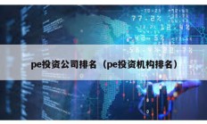 pe投資公司排名（pe投資機構排名）