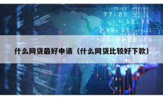什么網貸最好申請（什么網貸比較好下款）