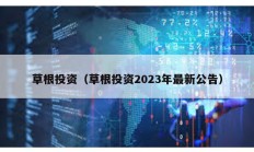 草根投資（草根投資2023年最新公告）