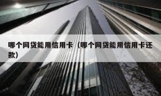 哪個網貸能用信用卡（哪個網貸能用信用卡還款）