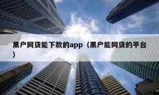 黑戶網貸能下款的app（黑戶能網貸的平臺）