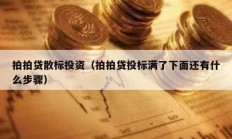 拍拍貸散標(biāo)投資（拍拍貸投標(biāo)滿了下面還有什么步驟）