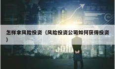 怎樣拿風險投資（風險投資公司如何獲得投資）