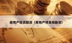 房地產(chǎn)投資融資（房地產(chǎn)項目投融資）