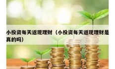 小投資每天返現(xiàn)理財(cái)（小投資每天返現(xiàn)理財(cái)是真的嗎）